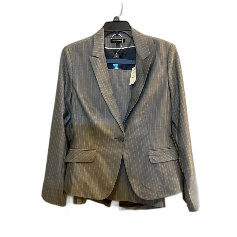 Express Skirt Suit Y2K NWT - Gray Blue Pin Stripe Skirt Size 10 / Blazer Size 12